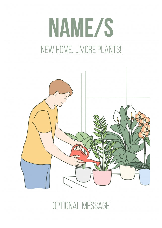 New Home Card for Friends - More Plants