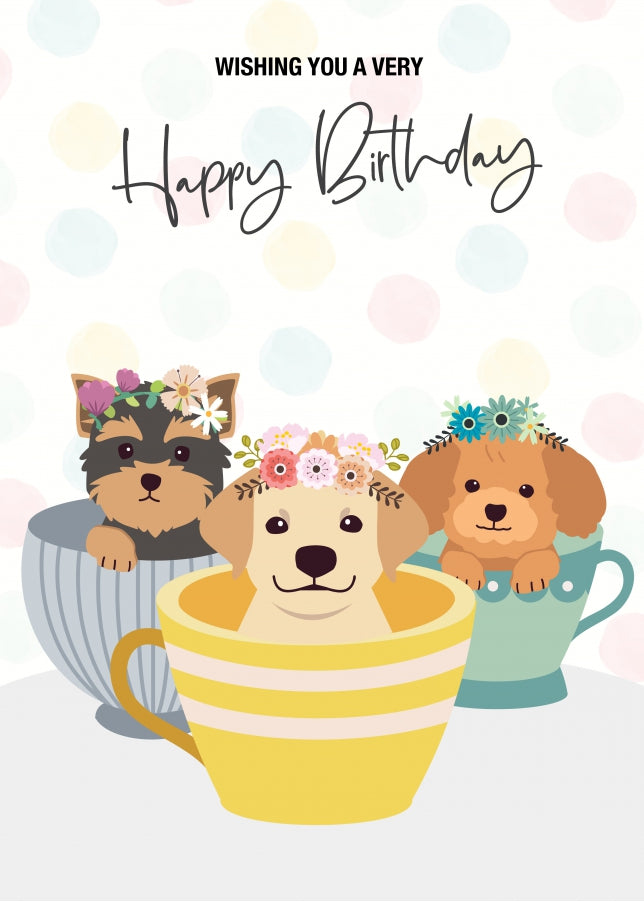 Nice Birthday Cards for Girl - Daughter Granddaughter Niece - Dog in Mug