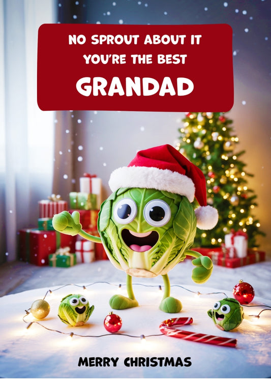 Funny Grandad Christmas Card - No Sprout About It