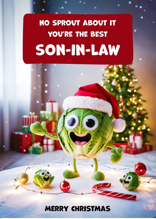 Funny Son-in-Law Christmas Card - No Sprout About It