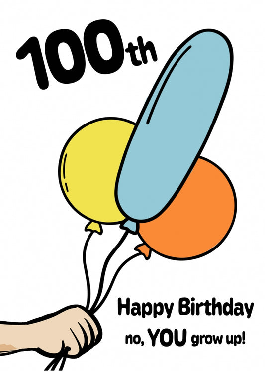 Funny 100th Birthday Card - Happy Birthday no, YOU grow up!