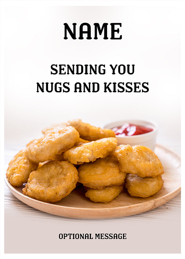 Personalised Sending Nugs and Kisses Card