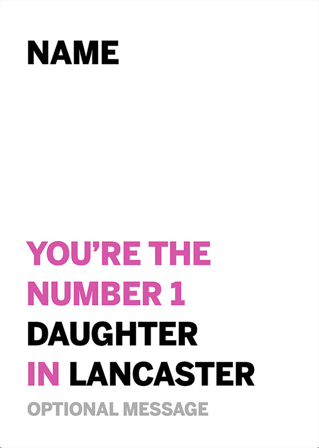 Personalised Number 1 Daughter in Area Card