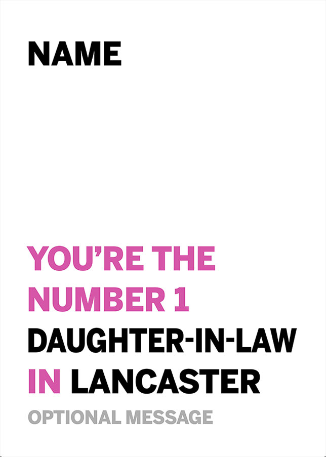 Personalised Number 1 Daughter In Law in Area Card