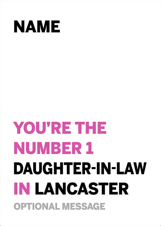 Personalised Number 1 Daughter In Law in Area Card