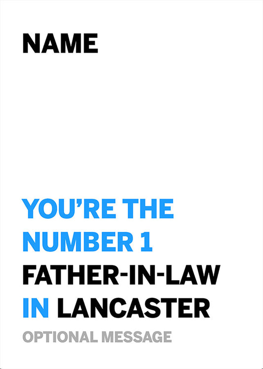 Personalised Number 1 Father In Law in Area Card