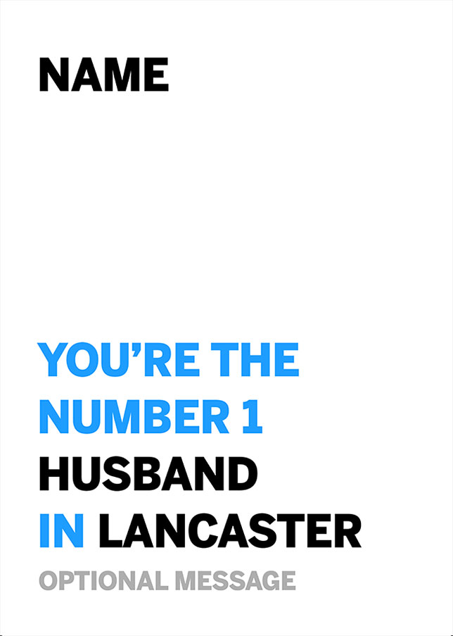 Personalised Number 1 Husband in Area Card