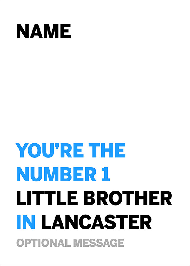 Personalised Number 1 Little Brother in Area Card