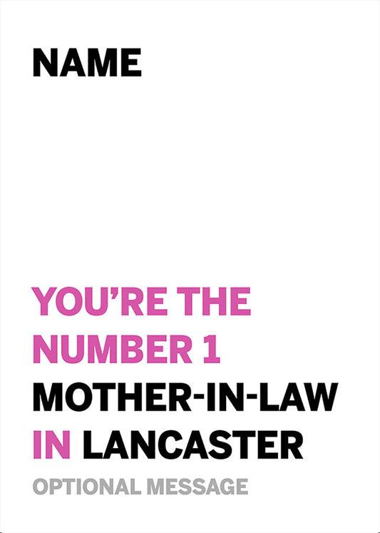 Personalised Number 1 Mother In Law in Area Card