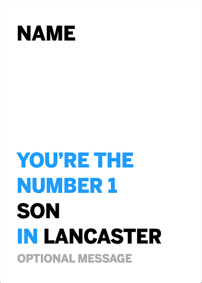 Personalised Number 1 Son in Area Card