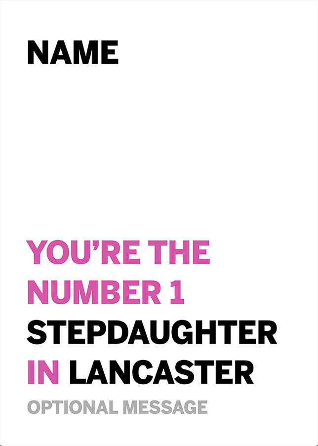 Personalised Number 1 Stepdaughter in Area Card