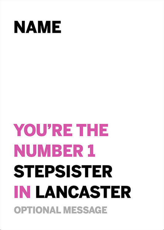 Personalised Number 1 Stepsister in Area Card