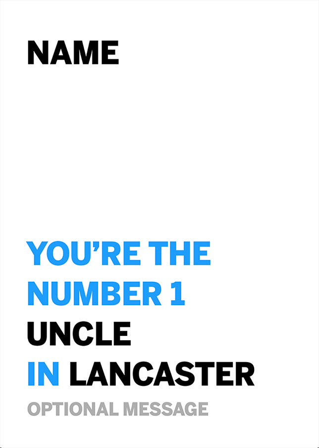 Personalised Number 1 Uncle in Area Card