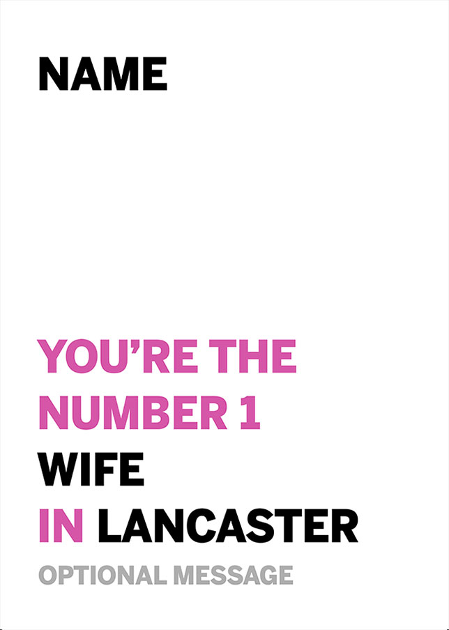 Personalised Number 1 Wife in Area Card