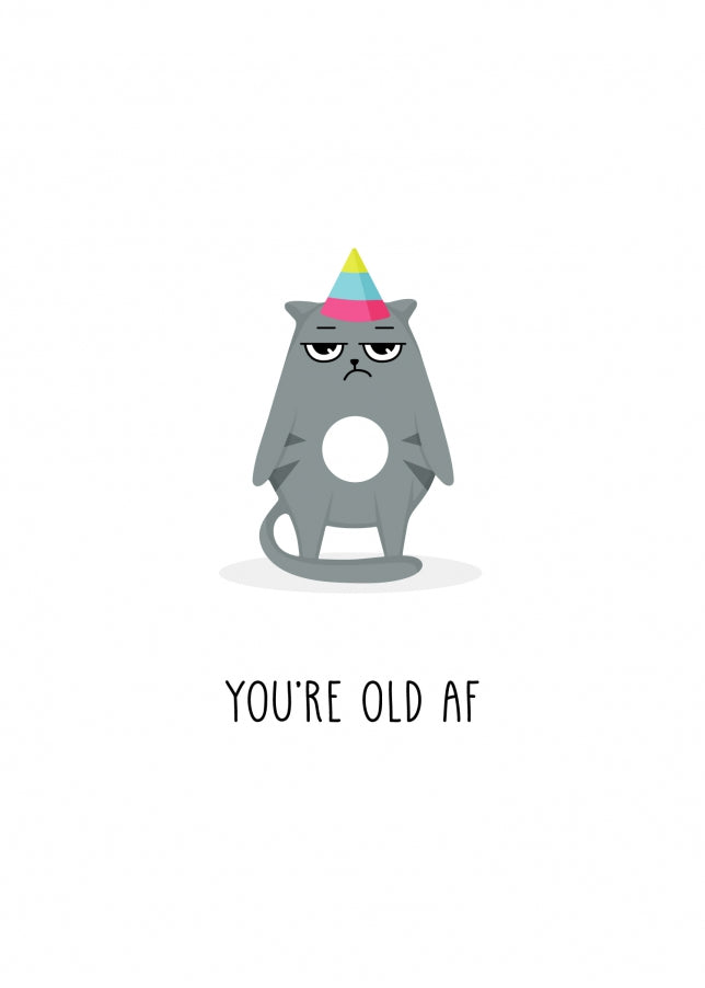 Funny Birthday Card - You're Old AF Humorous Birthday Card for Men, Women