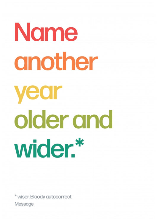 Personalised Older And Wider Card