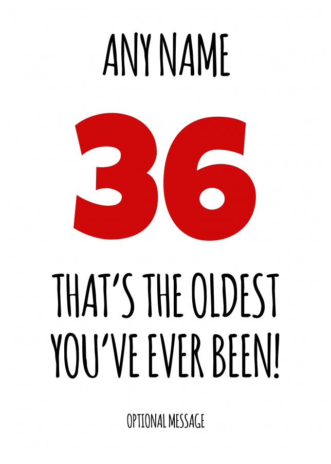 Funny 36th Birthday Card - That's the oldest you've ever been!