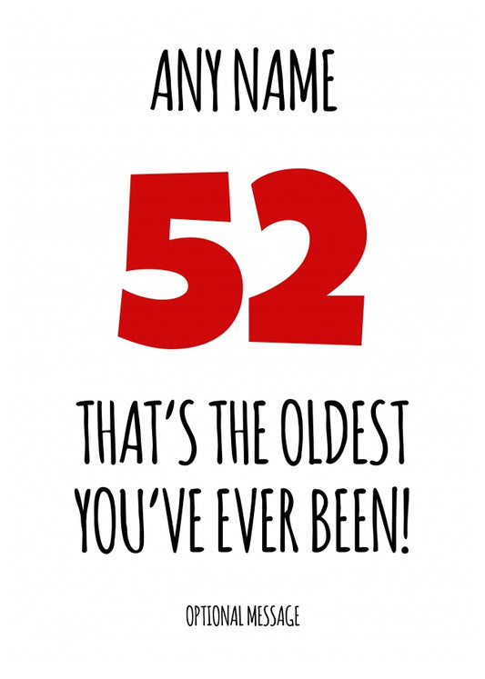 Funny 52nd Birthday Card - That's the oldest you've ever been!