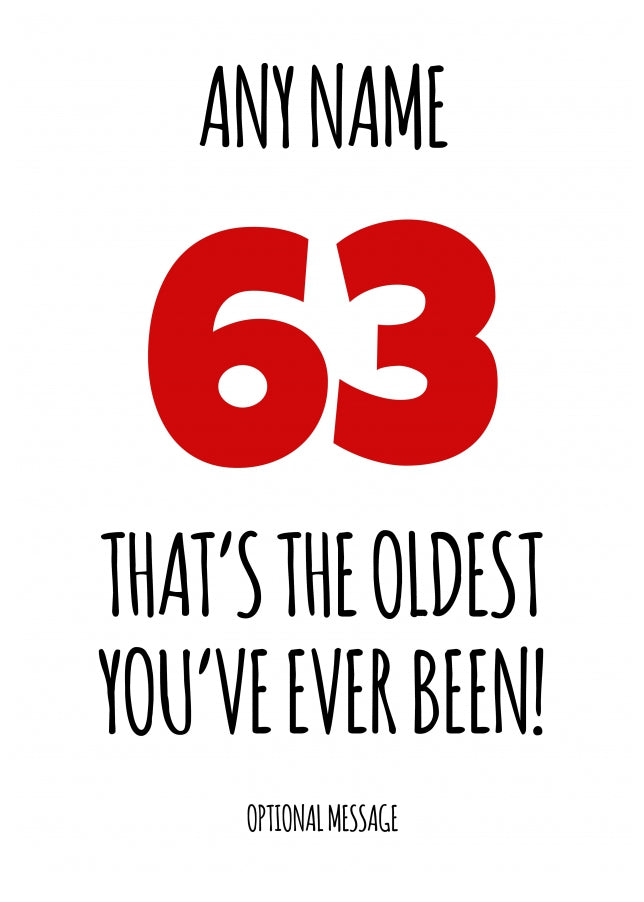 Funny 63rd Birthday Card - That's the oldest you've ever been!