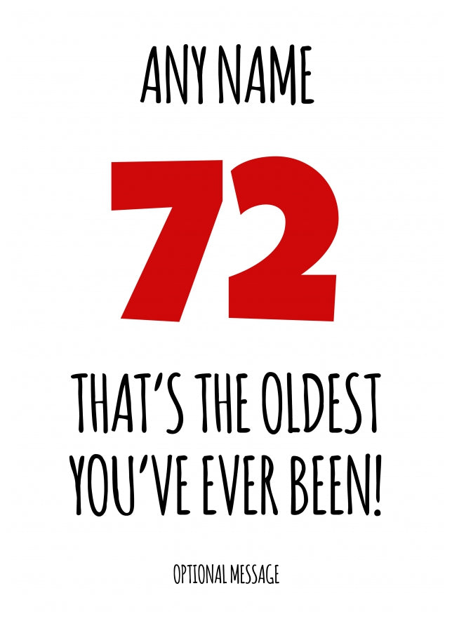 Funny 72nd Birthday Card - That's the oldest you've ever been!