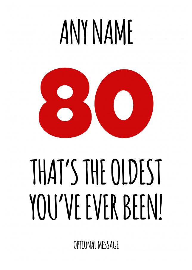 Funny 80th Birthday Card - That's the oldest you've ever been!