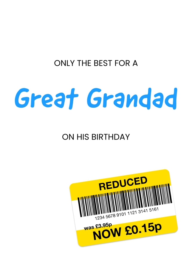 Only the Best Birthday Card for Great Grandad - Funny Great Grandad Birthday Card