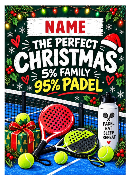 Personalised Padel Christmas Card for Her or Him