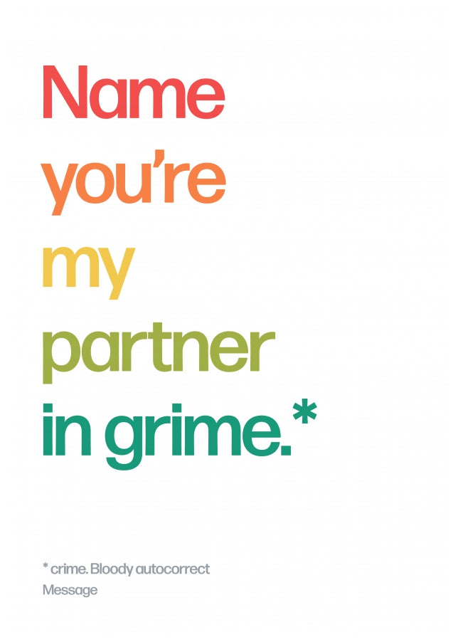 Personalised Partner In Grime Card