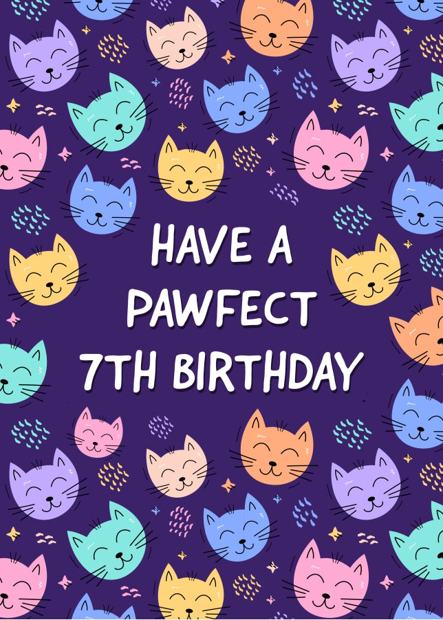 Cute Kitty Greetings for Age 7