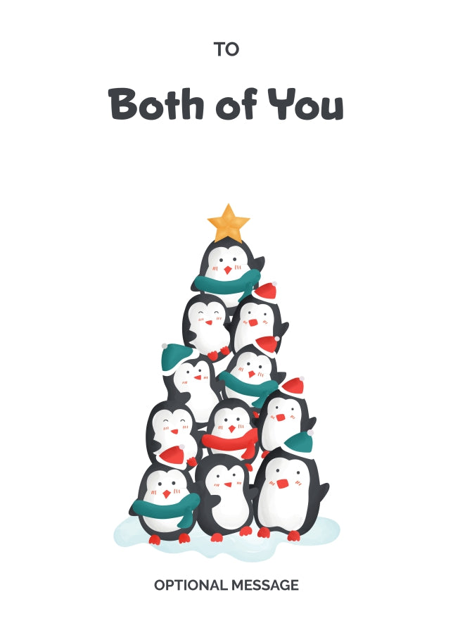 Both of You Christmas Card - Penguin Tree