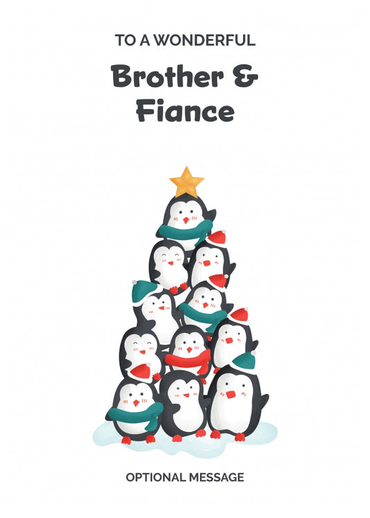 Brother and Fiance Christmas Card - Penguin Tree