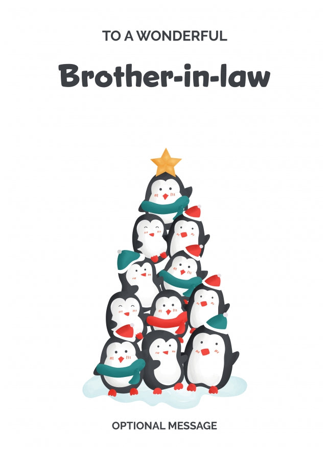 Brother-in-law Christmas Card - Penguin Tree