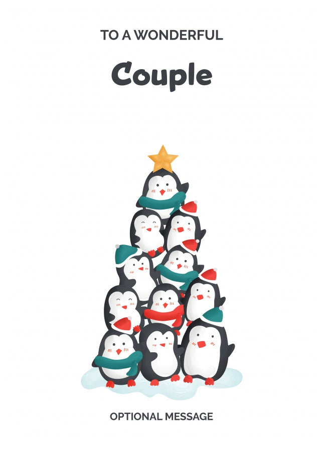Couple Christmas Card - Penguin Tree