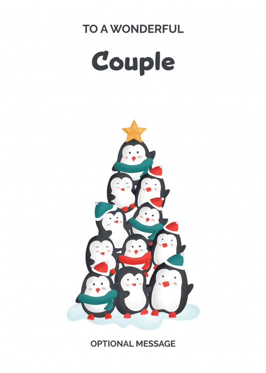 Couple Christmas Card - Penguin Tree