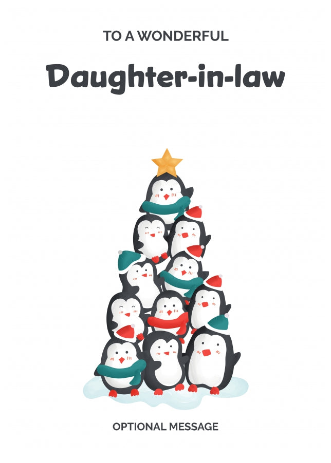 Daughter-in-law Christmas Card - Penguin Tree