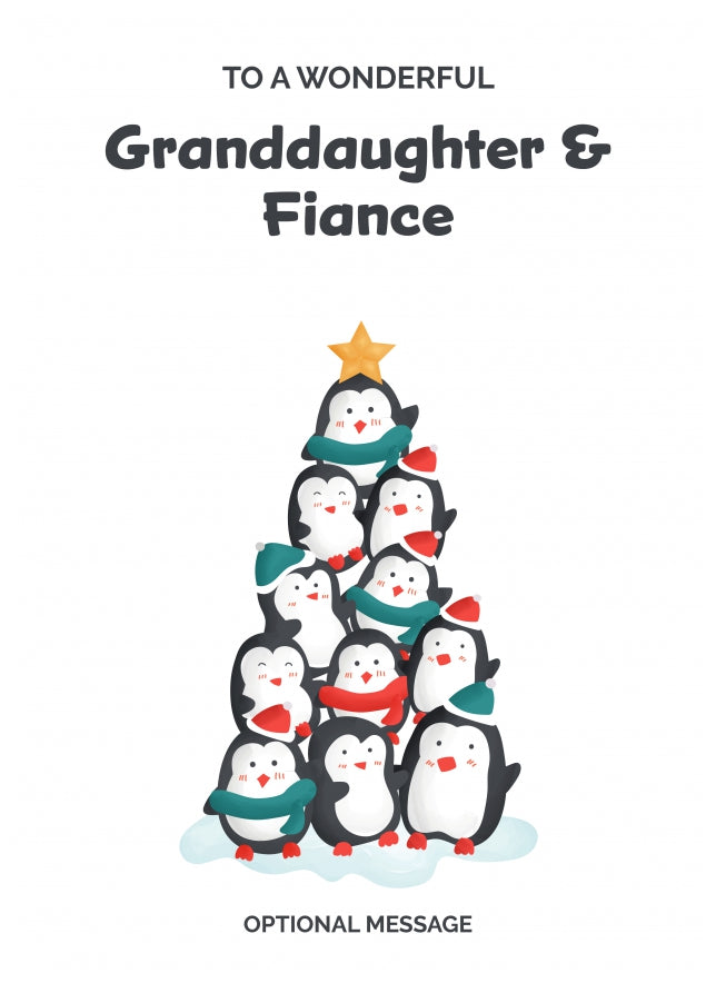 Granddaughter and Fiance Christmas Card - Penguin Tree