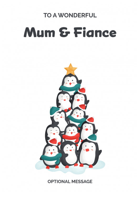 Mum and Fiance Christmas Card - Penguin Tree