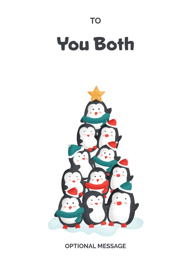 To You Both Christmas Card - Penguin Tree