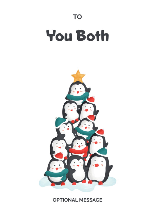 To You Both Christmas Card - Penguin Tree