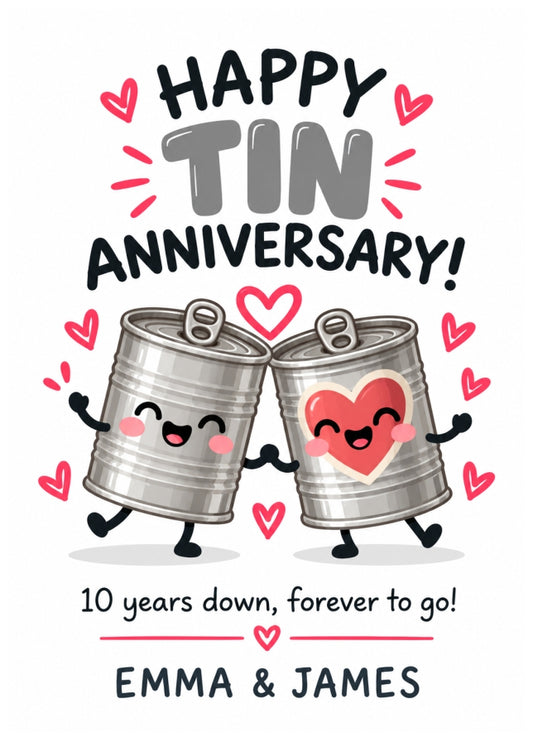 Personalised 10th Anniversary Card for Couples - Perfectly Paired