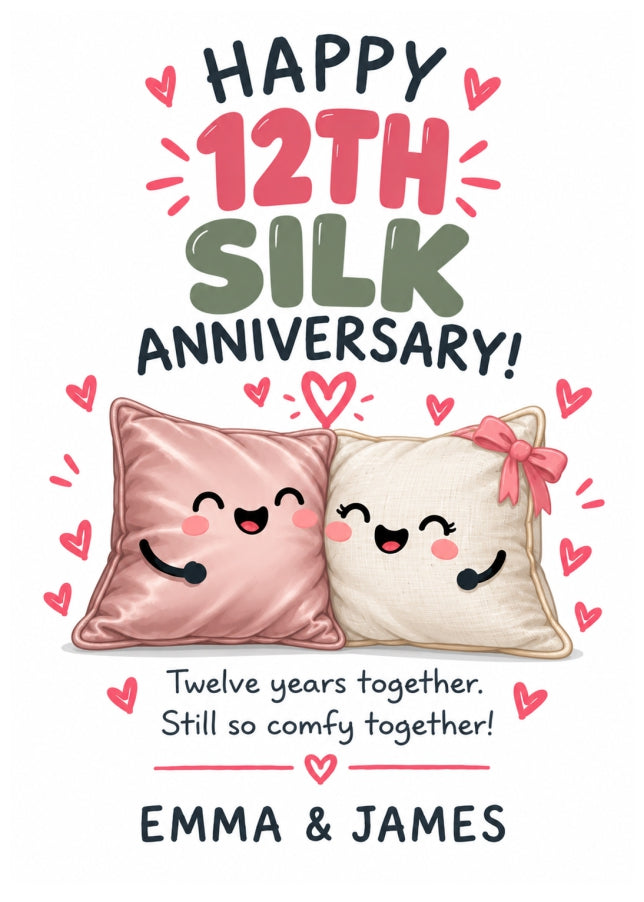 Personalised 12th Anniversary Card for Couples - Perfectly Paired