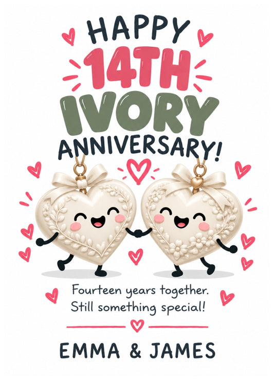 Personalised 14th Anniversary Card for Couples - Perfectly Paired