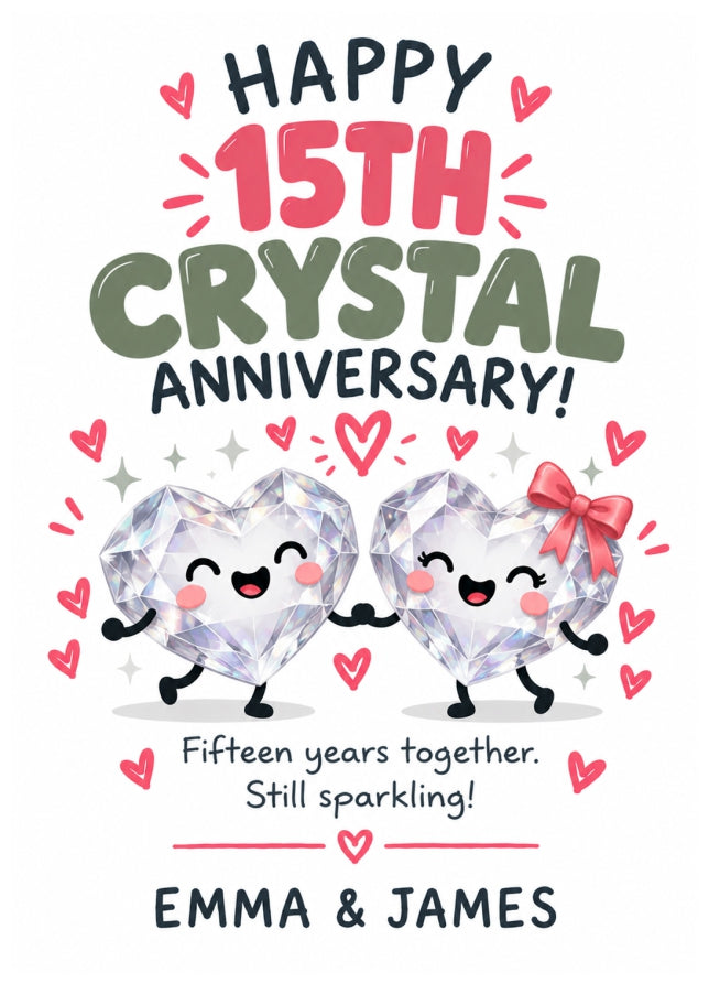 Personalised 15th Anniversary Card for Couples - Perfectly Paired