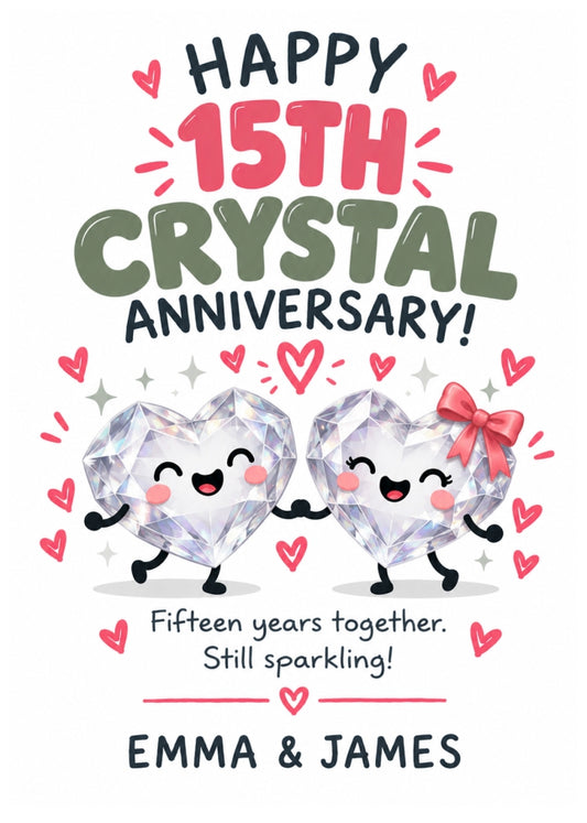Personalised 15th Anniversary Card for Couples - Perfectly Paired