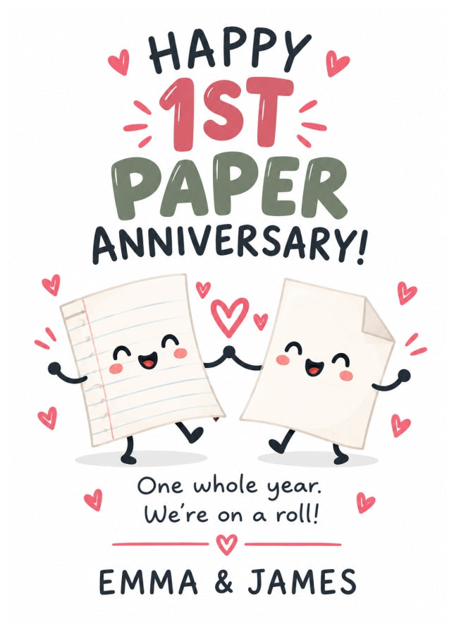 Personalised 1st Anniversary Card for Couples - Perfectly Paired