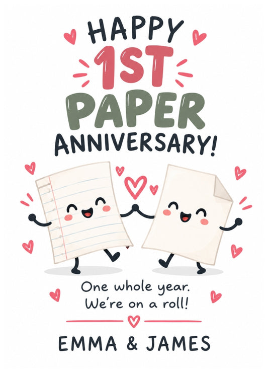Personalised 1st Anniversary Card for Couples - Perfectly Paired