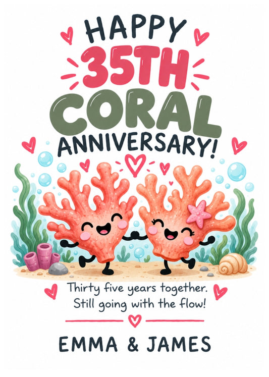 Personalised 35th Anniversary Card for Couples - Perfectly Paired
