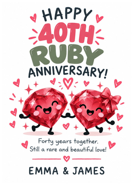 Personalised 40th Anniversary Card for Couples - Perfectly Paired
