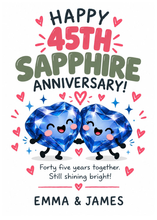 Personalised 45th Anniversary Card for Couples - Perfectly Paired