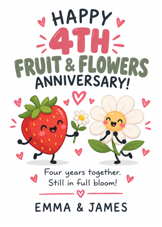 Personalised 4th Anniversary Card for Couples - Perfectly Paired